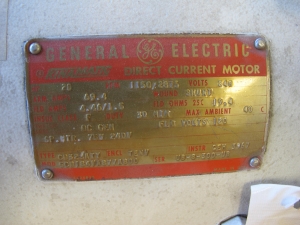 MOTOR, ELECTRIC TYPE, 20 HORSEPOWER, 240VDC ELEC RATING, 1150/2875 RPM, 70 AMPS, TENV ENCLOSURE, 30 MIN DUTY, 2-1/16" DIA SHAFT. PART # 5CD184VA877A800 (W-44) LOADING & HANDLING FEE $15-